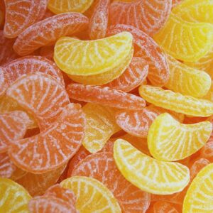 Bonbons tranche agrumes citron et orange.