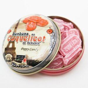 Boîte de bonbon au coquelicot de Nemours.