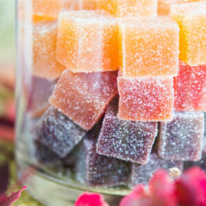 Pâte de fruits authentique, goût ananas, fraise, framboise, abricot, cerise, mandarine